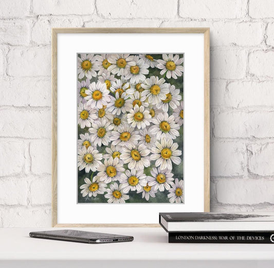 All the Daisies. Original watercolor painting.