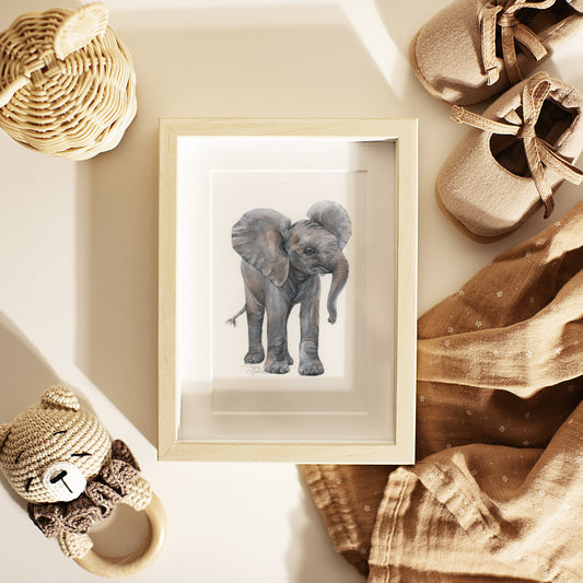 Baby Elephant. Original watercolor painting.