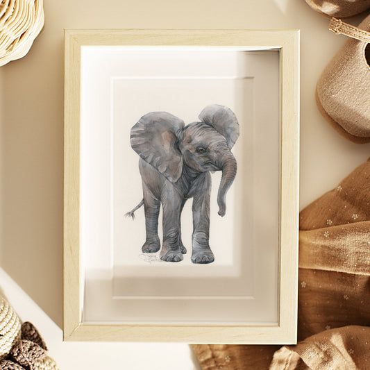 Baby Elephant. Original watercolor painting.