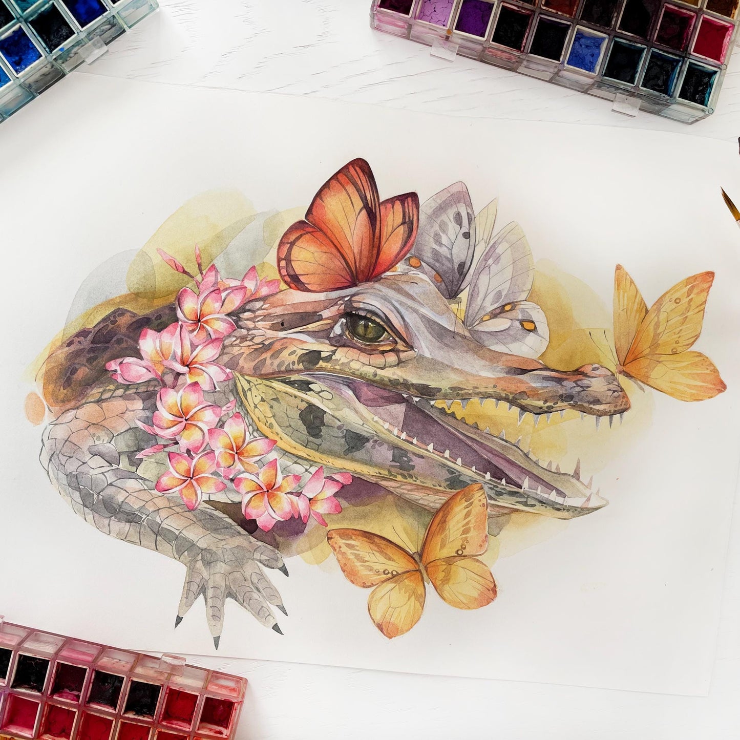 Butterfly Belle. Original watercolor painting.