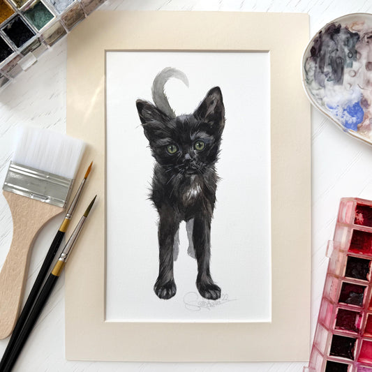 Little Panther. Original watercolor painting.