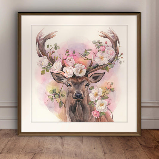 Dominic the Deer. Original watercolor painting.