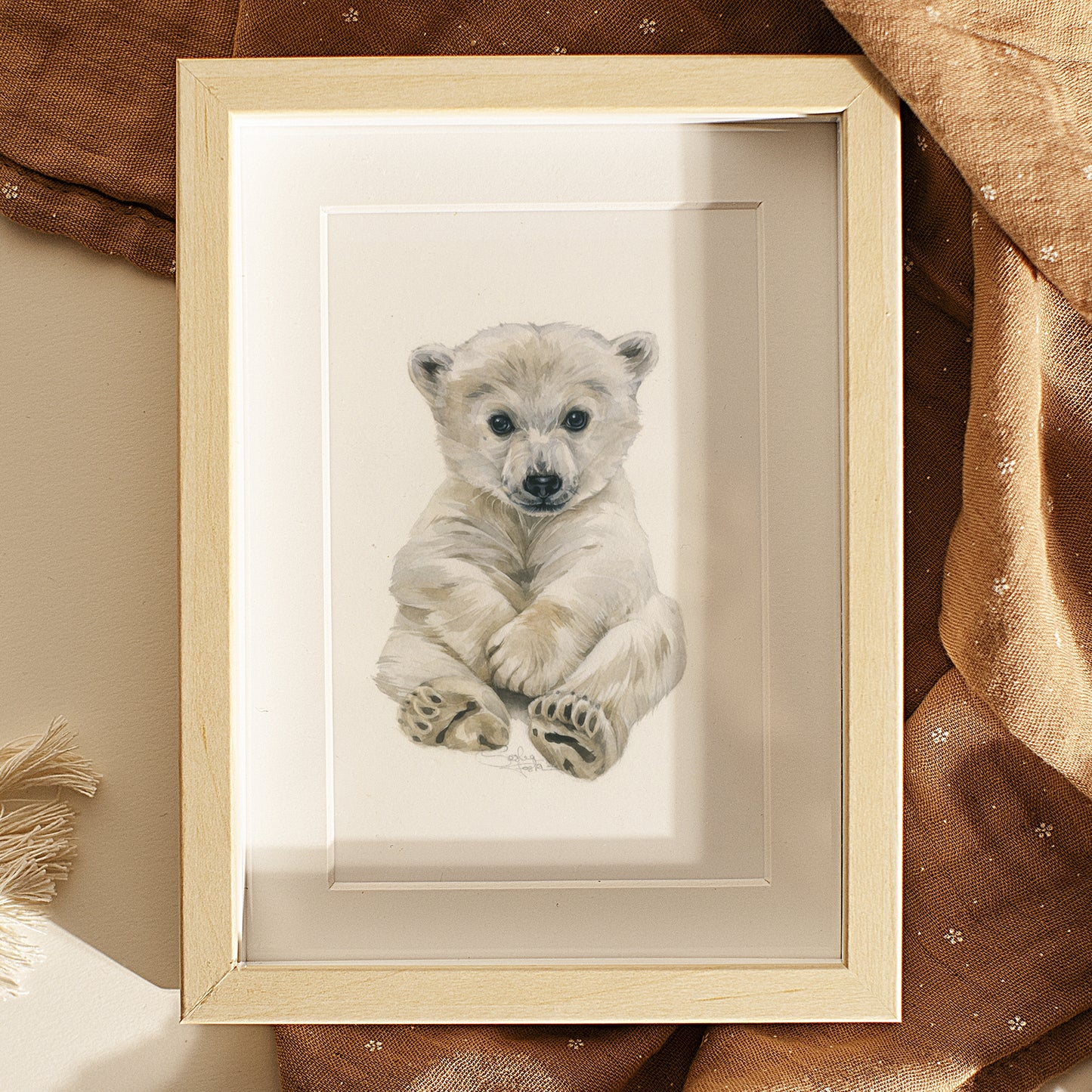Baby Polar Bear. Original watercolor painting.