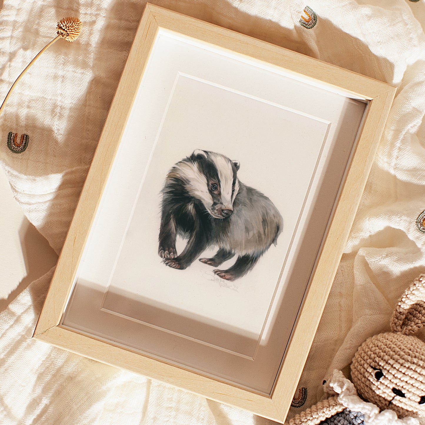 Baby Badger. Original watercolor painting.