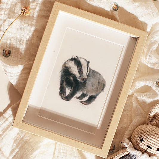 Baby Badger. Original watercolor painting.