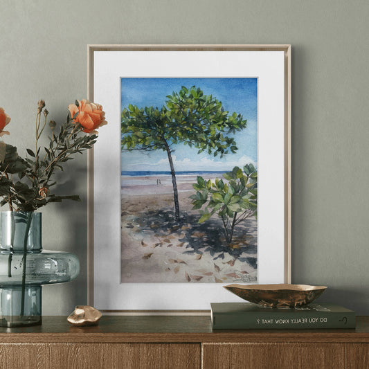 Together by the Shore. Original watercolor painting.