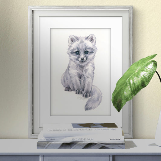 Alisa the Polar Fox. Original watercolor painting.