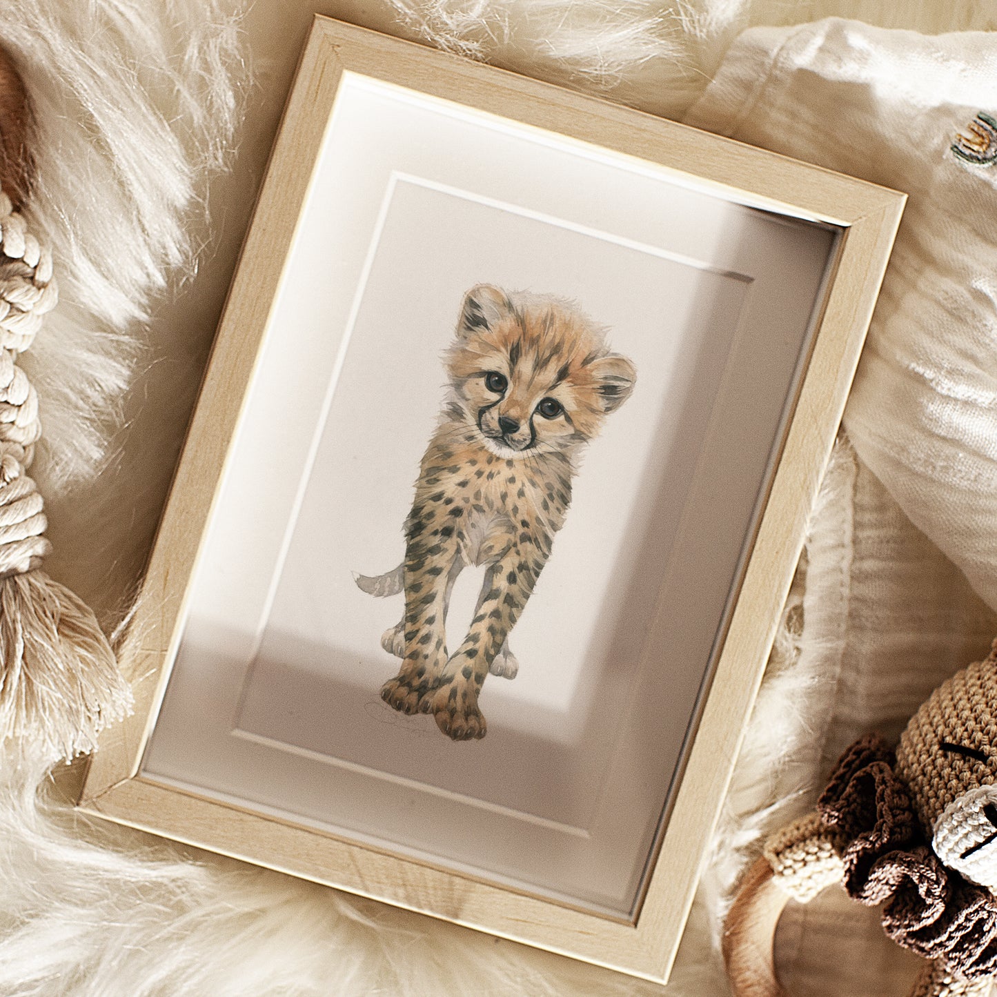 Baby Cheetah. Original watercolor painting.