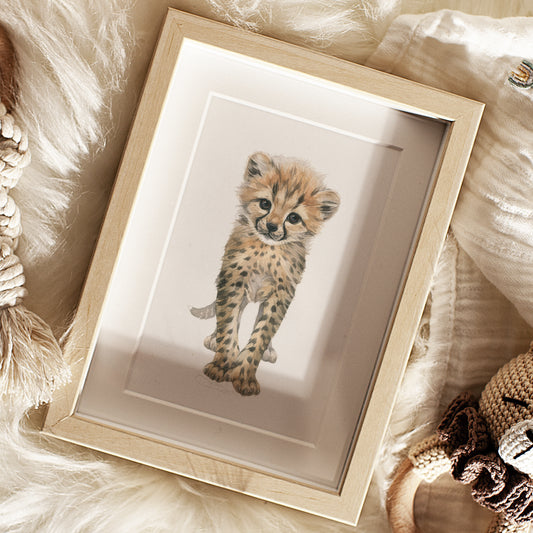 Baby Cheetah. Original watercolor painting.