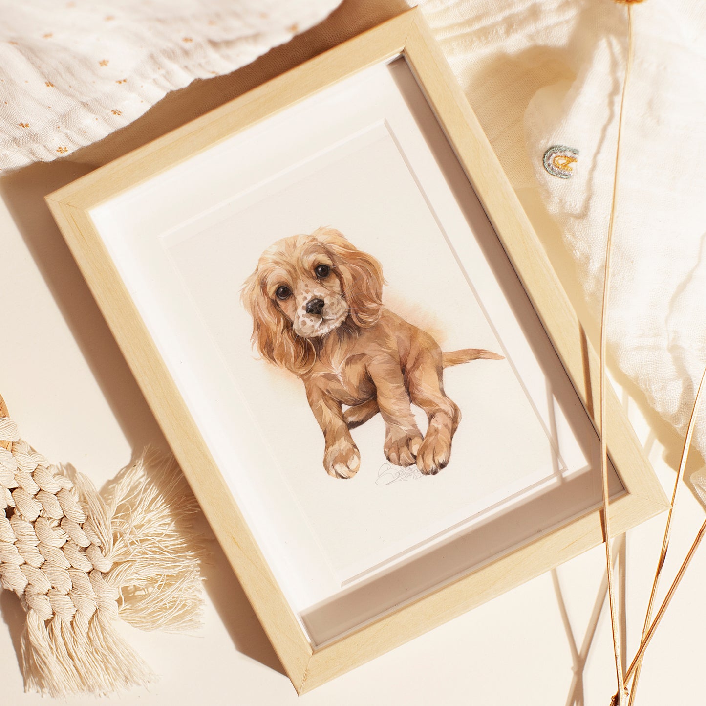 Baby Cocker Spaniel. Original watercolor painting.
